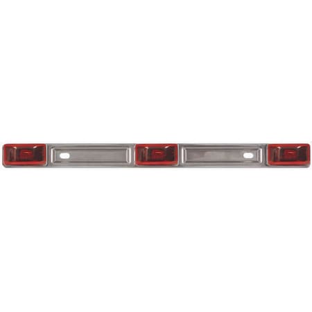 Optronics Red Identification Light Bar, Stainless Steel Base, Single Wire Self Grounding MC97RB
